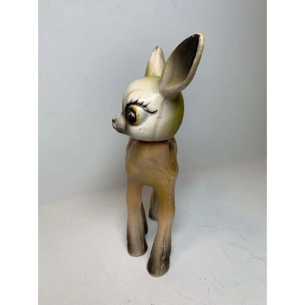 Vintage Christmas Deer Rubber Figure 7” Hong Kong Kitsch MCM Holiday Figure